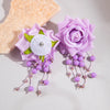 Tocona Bohemia for Women Long Tassel Earrings Multicolor Rose Flower Pendant  Earrings Exquisite Party Jewelry Accessories