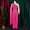 Elegant Jumpsuits & Rompers for Woman One Shoulder Flying Sleeve High Waisted Luxury Birthday Party Dinner Outfits Overalls 2024