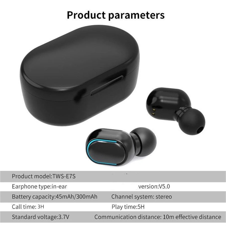 E7S TWS Wireless Headphones Bluetooth Earphones HIFI Lossless Sound Headsets Sport Waterproof Earbuds For All Smartphones