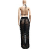 FAGADOER Sexy Hollow Out Tassels Pants Two Piece Sets Women Halter Sleeveless Backless Crop Top + Pants Outfit Female Streetwear
