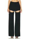 TWOTWINSTYLE Solid Wide Leg Pants For Women High Waist Hollow Out Spliced Diamonds Loose Straight Pant Female Fashion Clothing