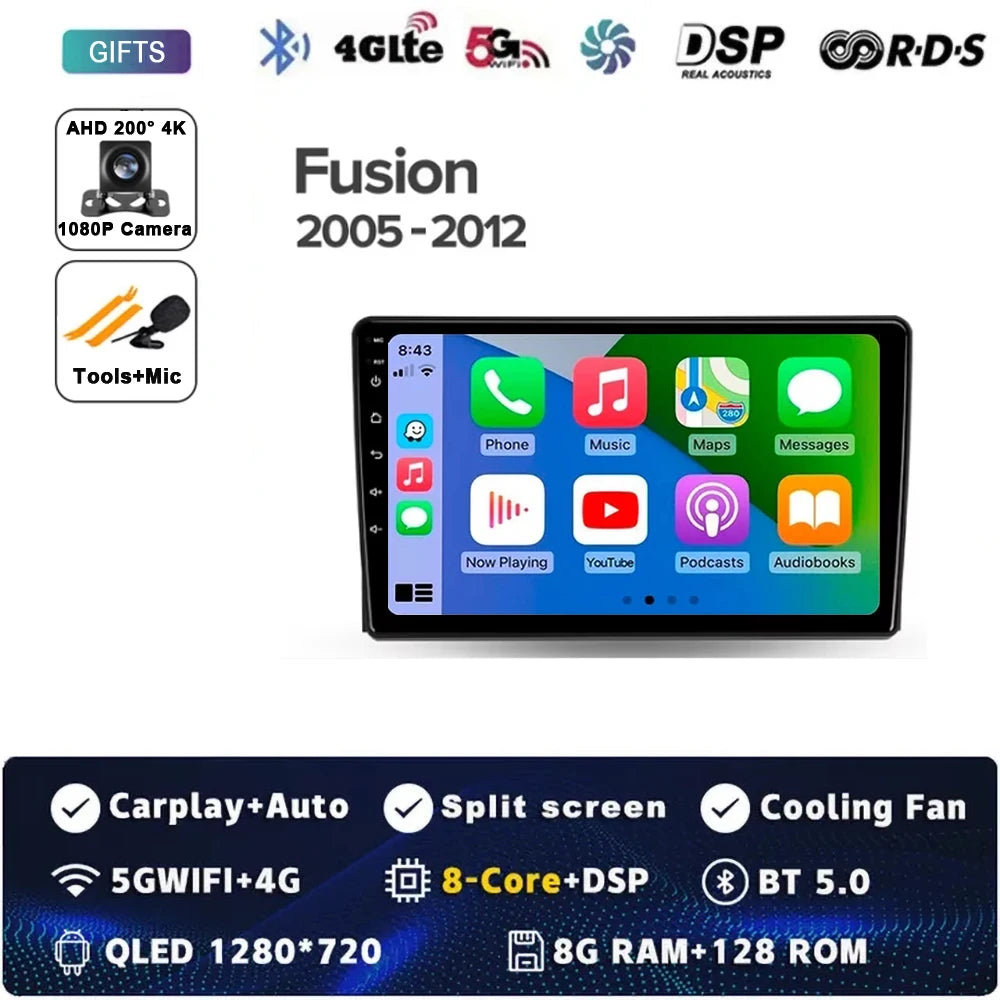 For Ford Fusion 1 2005 - 2012 Android 14 Carplay Auto Car Radio Multimedia Video Player Navigation GPS  No 2Din 2 Din DVD DSP 4G