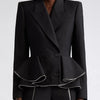 TWOTWINSTYLE Solid Spliced Ruffles Blazers For Women Notched Collar Long Sleeve Patchwork Button Casual Blazer Female Clothing