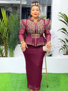 2025 African Clothes For Women Plus Size Two Piece Set Outfits Long Sleeve Tops And Skirt Suit Wedding Party Evening Dress Gowns