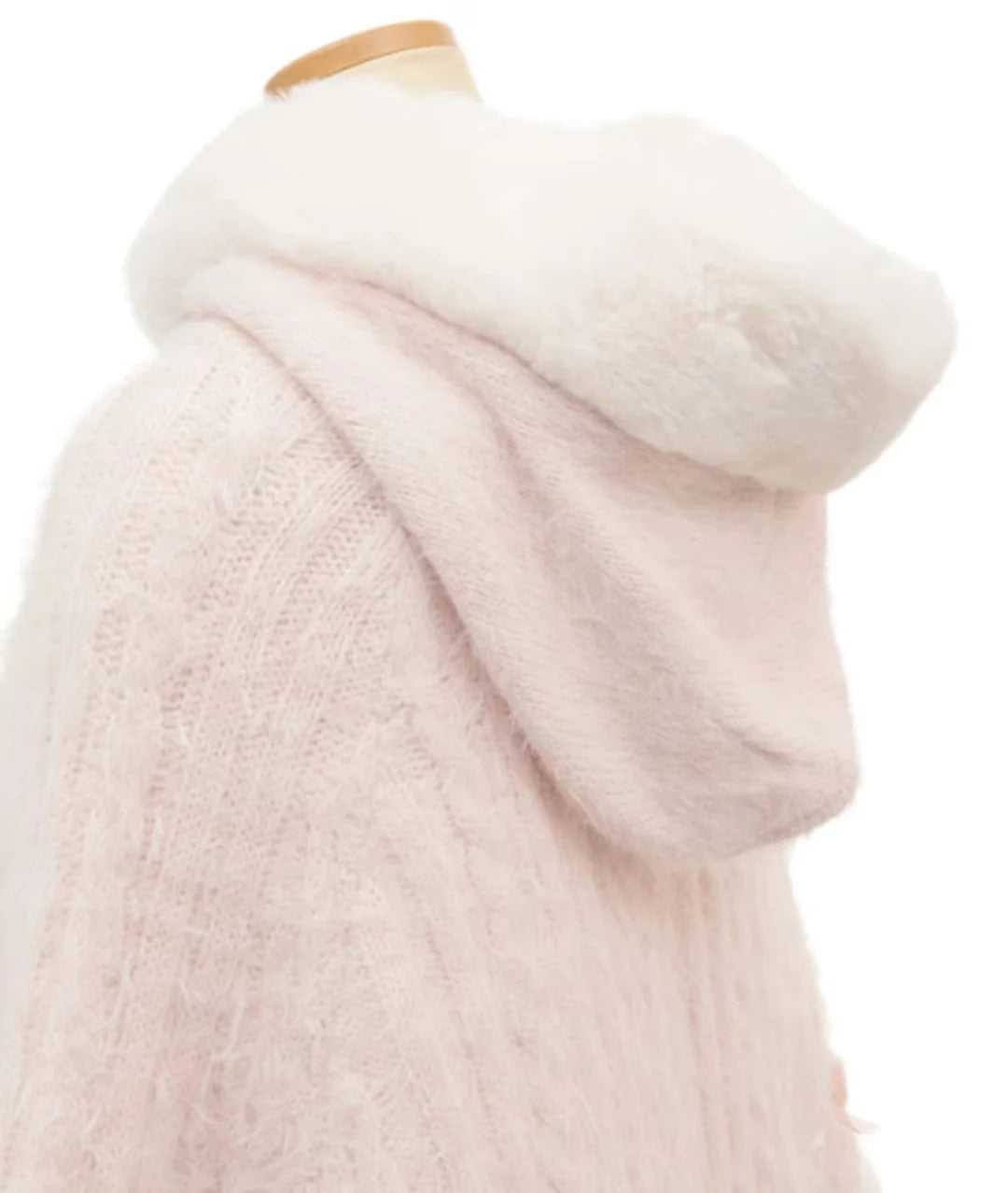 Japanese Liz Sweet Princess Faux Rabbit Fur Cape Coat Women Autumn Winter Fur Jacket Loose Clock Rhinestone Bow Hooded Coat