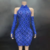 High Quality Sparkling Rainestone Sexy Bodycon Mini Dress Birthday Celebrate Evening Party Dress