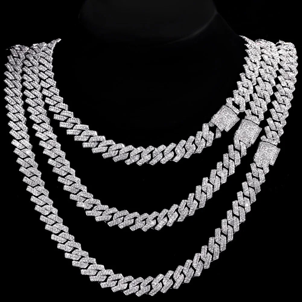 Caraquet Punk Hip Hop Cuban Link Chain Choker Necklace Iced Out Rapper Crystal Necklace Fashion Bling Rhinestone Jewelry Gift