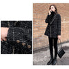 Tweed Plaid Suit Jacket Women Outwear Loose Mid-Length Double-Breasted Casual Woolen Blazer Top 2024 Spring Autumn New Chic Suit