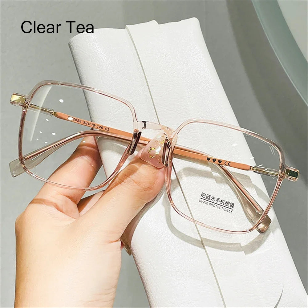 Retro Square Anti-Blue Light Glasses for Women Stylish Clear Frame Anti Radiation Glasses Transparent gafas de sol