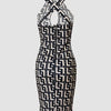 Women Party Dress Geometric Print Sleeveless 2024 Y2k High Waist Dress Summer Vestidos Bandage Party Bodycon Dresses Sexy