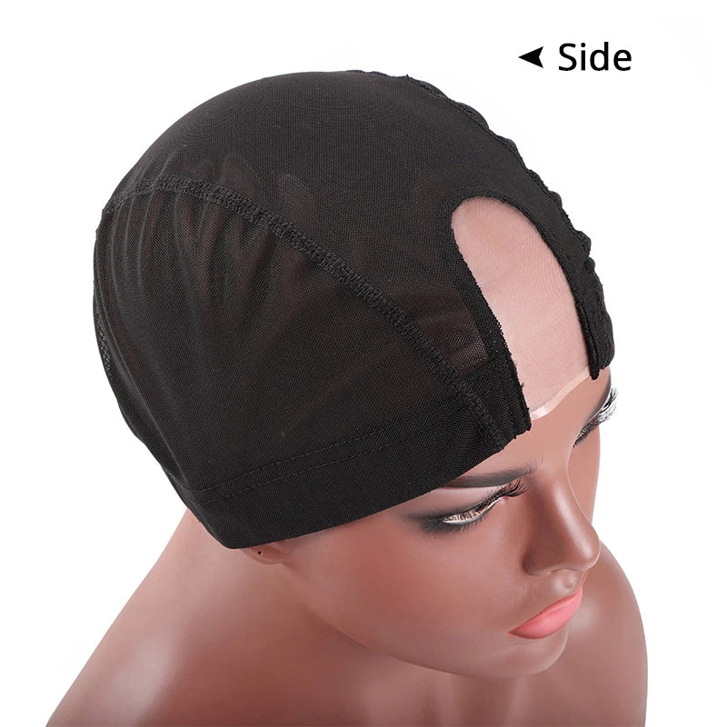 S/M/L Elastic Glueless Wig Cap With U Part Lace For Wig Making Easier Sew In Hair Stretchable Weaving Cap Hairnet Wig Liner 1Pcs