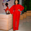 Plus Size Women African Clothes 2 Piece Set Danshiki Wedding Party Suits Ankara Trousers Puff Sleeve South Africa Outfits