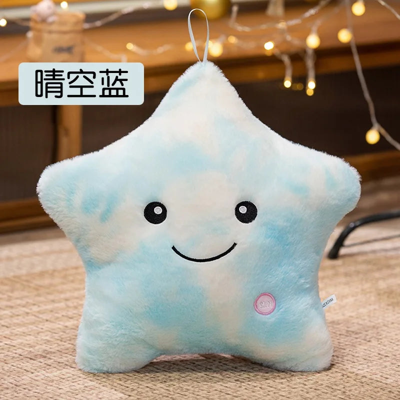24*22CM Luminous Five-pointed Star Plush Toys Glowing Star Stuffed Soft Doll Pillow Nice Halloween Xmas Gifts