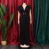 Elegant Pleated Jumpsuits & Rompers for Women V Neck Ruffles Belt Waisted High Waisted Floor Length Luxury Birthday Party Outfit