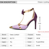 New Design Luxury Glod Purple Stilettos Pointed Toe T-strap High Heels Women Sandals Summer Party Dress Prom Shoes Pumps 2024