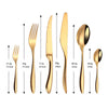 6/16/20/24Pcs Gold Tableware Stainless Steel 304 Cutlery Set Western Dinner Set Mirror Knife Fork Spoon Smooth Handle Flatware