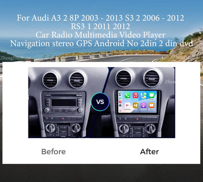 For Audi A3 8P 2003-2013 Android 14 RS3 Sportback 2Din CAR Multimedia Carplay Video Player Stereo Radio WIFI 4G DSP Navigation