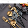 24Pcs Stainless Steel Dinnerware Set Black Gold Cutlery Spoon Fork Knife Western Cutleri Silverware Flatware Tableware Supplies