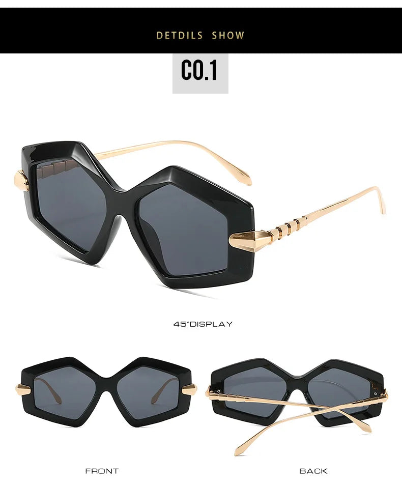 New Unique Women Fashion Sunglasses Retro Unique Lens Special Shades UV400 Men Punk Oversized Sun Glasses UV400