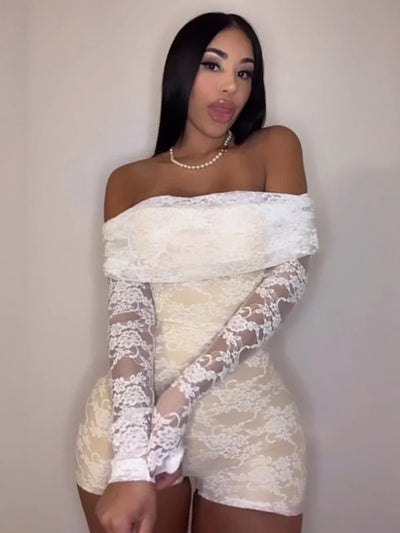 Sisterlinda Autumn Release Junior Short Sexy High Street Jumpsuits M24Q62420Girl Knit Lace White Slim Backless Fashion Jumpsuits