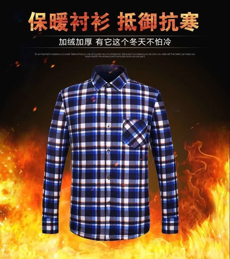 High Quality Men's Clothing 2024 Men Long Sleeve Thick Warm Shirt Tops Fashion Men Print Handsome Versatile Shirts Formal Shirts