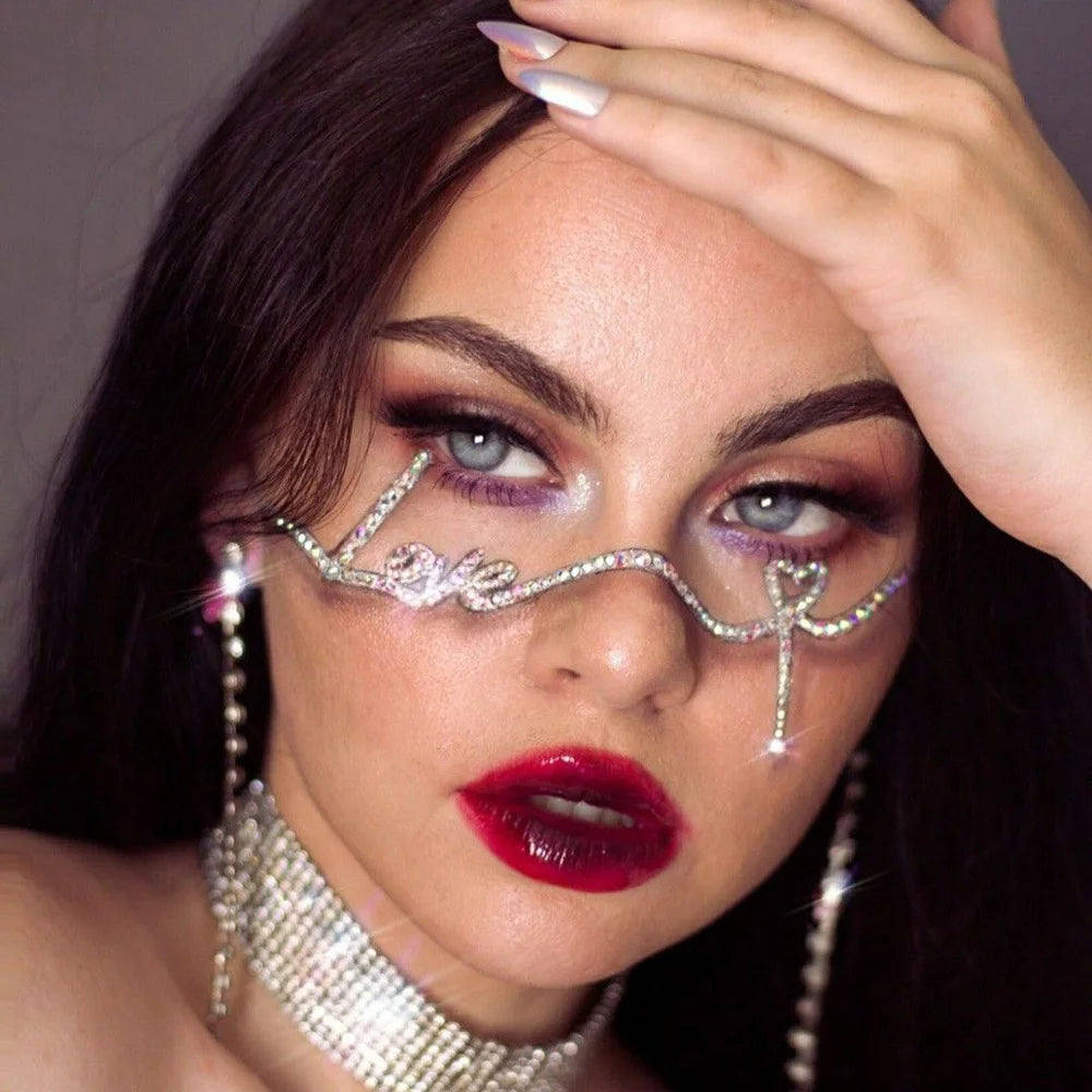 Stonefans Mesh Glasses Frames for Women Luxury 2024 Y2k Accessories Face Jewelry Belly Dance Statement Crystal Charms Display