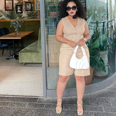 Shorts Pant Set Women Two Piece Sets V Neck Sleeveless Vests Tops Short Pants High Waist Y2k Streetwear Casual Solid 2026