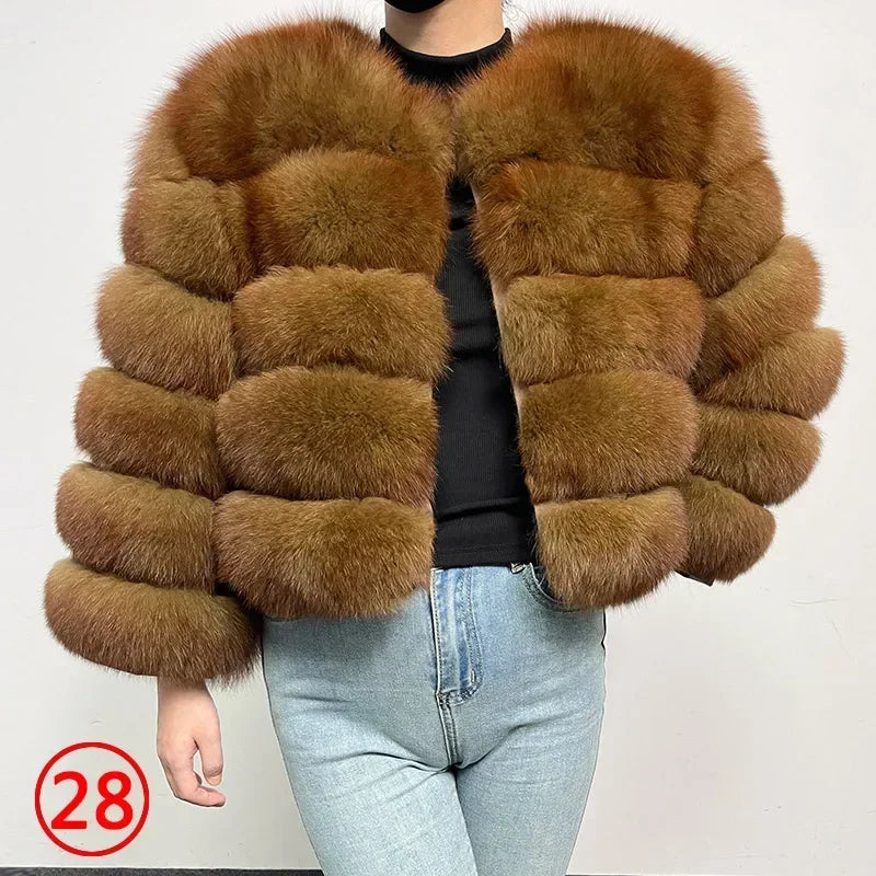 Maomaokong 2025 Natural Real Fox Fur Coat Women Winter Warm Luxury Fur Jacket Detachable Long Sleeves Female Vest Furry Coats