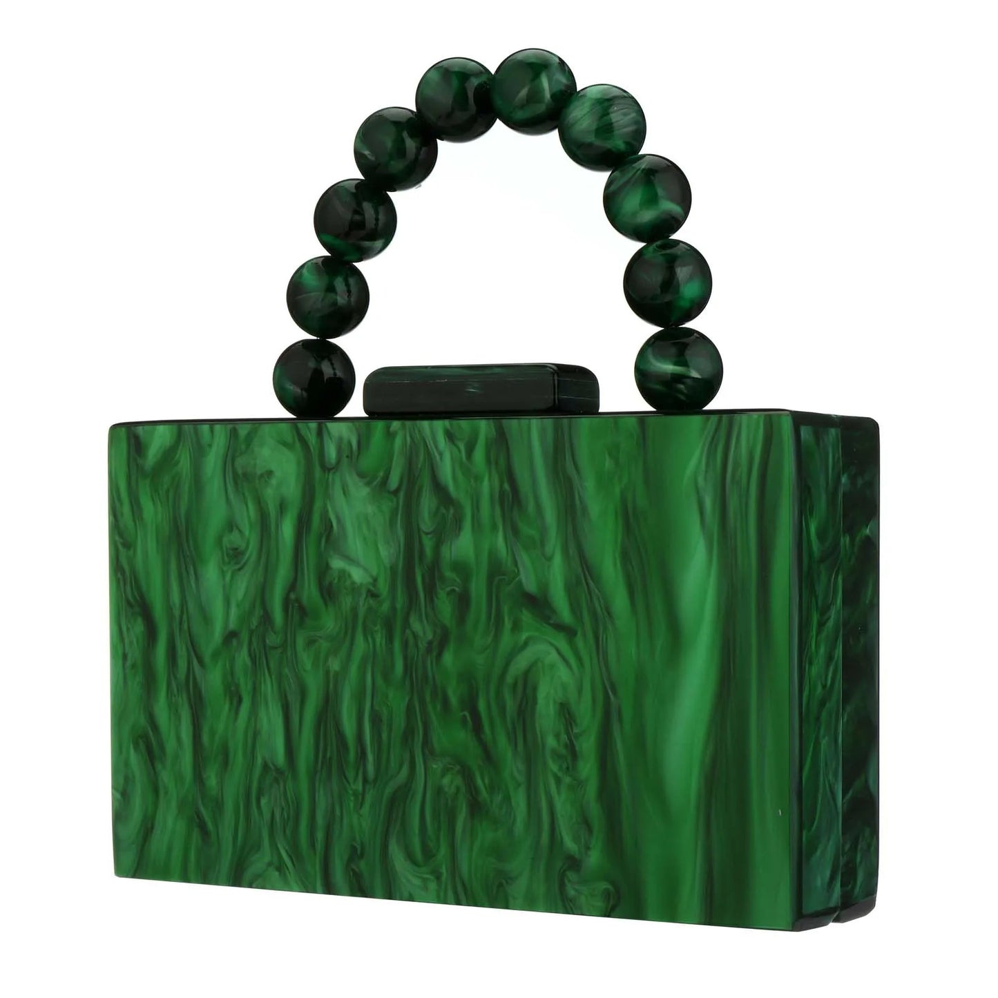 Luxury Crossbody Bag Pearl Marble Dark Green Acrylic PVC Evening Bags Women Purses And Handbags Wedding Party Beach Flap
