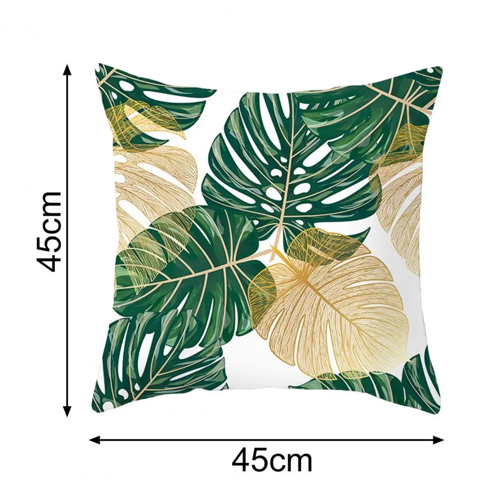 45cm Cushion Case Removable Polyester Green Plant Print Pillowcase Tropical Leaf Cactus Monstera Throw Cushion Cover Home Decor