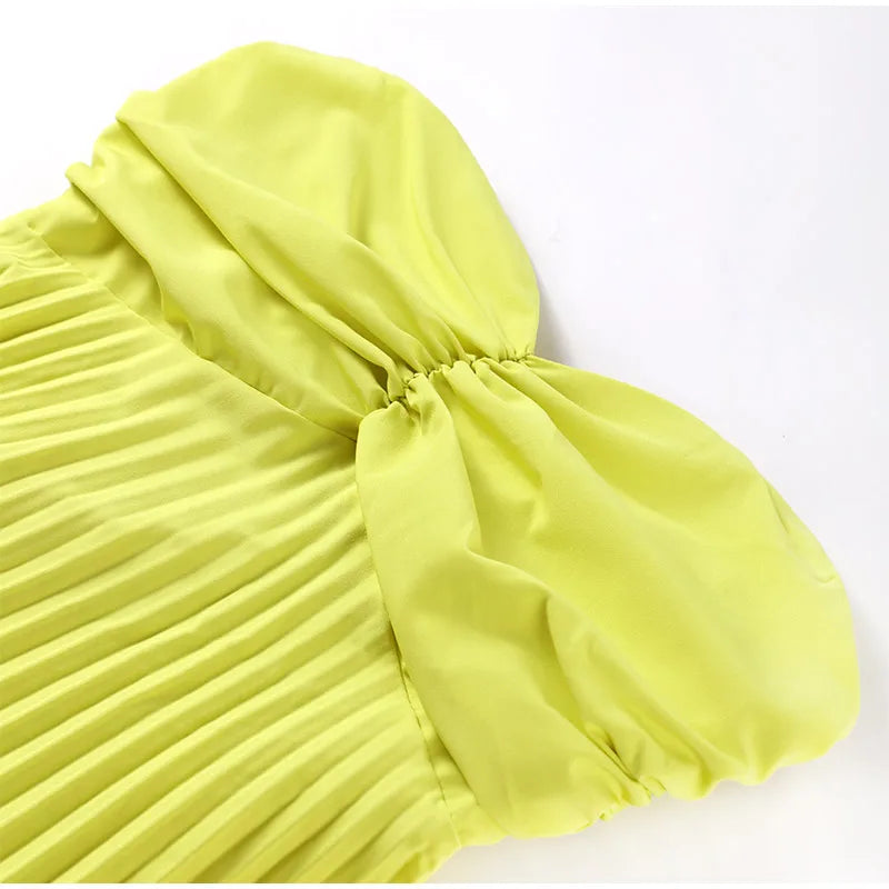 Strapless Ribbon Maxi Dress Women Elegant Sleeveless Backless Pleated Party Dresses Female 2025 Summer Sexy Lady Evening Vestido