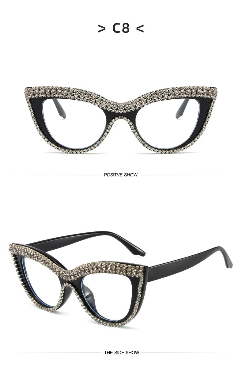 Flower Cat Eye Retro Rhinestones Sun Glasses for Women Elegant Fashion Men Trend Brand Designer Outdoor Party Shades Eyewear