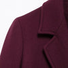 HH Women Fashion Burgundy Woolen Coat Double Breasted Long Sleeve Lapel Blends Jacket Autumn Winter High Street Outerwear