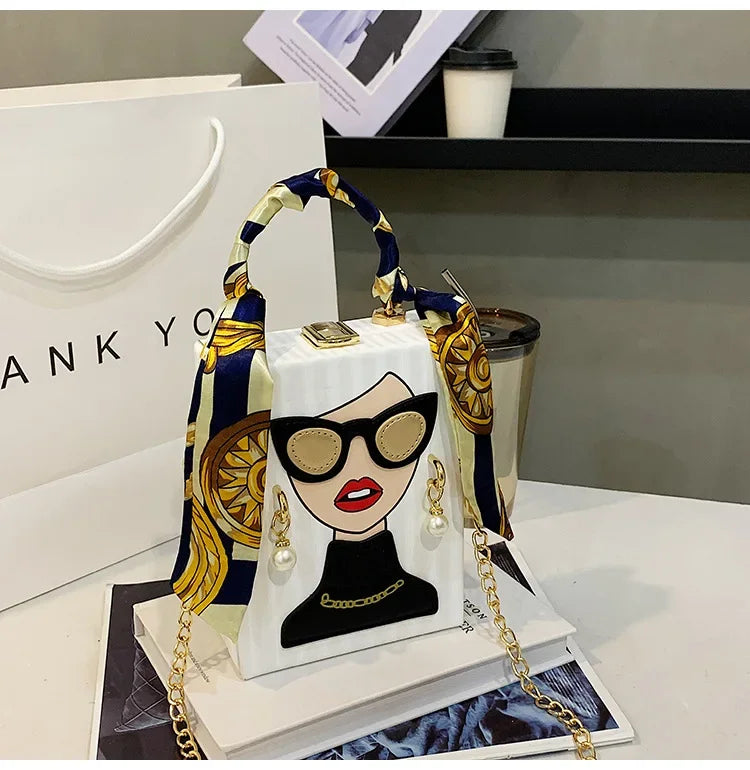 Evening Bags for Women 2024 New Fashionable Leather Shoulder Bag Woman Hard High Quality Hip Hop Party Luxury Designer Handbag