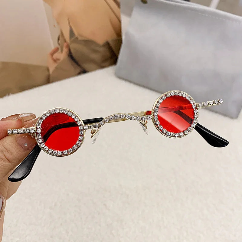 Fashion Diamond Round Sunglasses Women Luxury Rhinestone Shades UV400 Sun Glasses Female Punk Brand Designe Eyewear Men Eyeglass