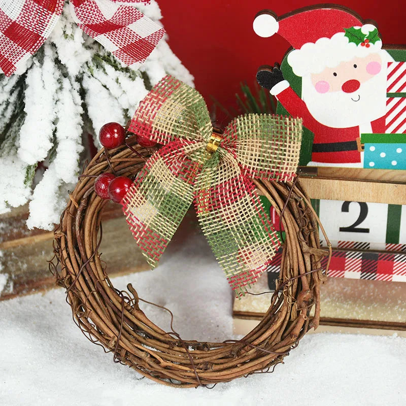 20/10pcs Linen Christmas Bow Decoration Christmas Tree Hanging Ornaments Bowknot For Xmas Wreath New Year 2024 Navidad Gifts Bow