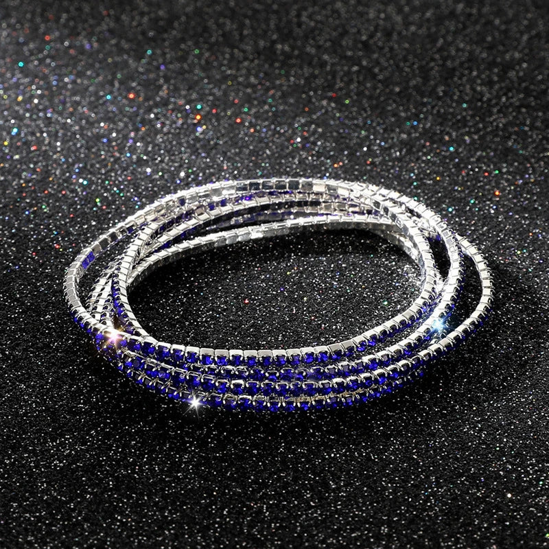 5Pcs/Lot Elastic Crystal Bracelets 2mm Charming Gold Color Crystal Rhinestones Metal Bangle Bracelet Jewelry DIY Gift