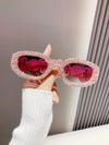 Fashion Square Sunglasses for Women Rectangle Brand Shades Sun Glasses Bling Diamond Eyeglasses Uv400 Glittering Accessories