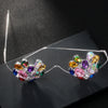 Colorful Crystal Heart Eyeglasses Frames No Lenses Face Accessories Fashion Design Rhinestone Sunglasses Glasses Party for Women
