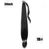 Ponytail Extensions Synthetic Boxing Braids Wrap Around Chignon Tail With Rubber Band Hair Ring 26 Inch Brown Ombre Braid DIY