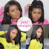 Peruvian Kinky Straight Wig Glueless Short Bob Wigs Human Hair 13X4 Yaki Straight Lace Front Wig Pre Plucked Closure Wig 180%
