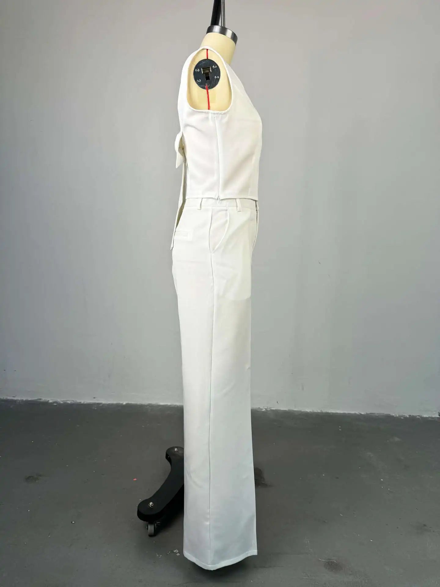 Two Piece Sets Women Pant Set Sleeveless V Neck Casual Pants Y2k Tops Wide Leg Long Pants High Waist Elegant Party Streetwear