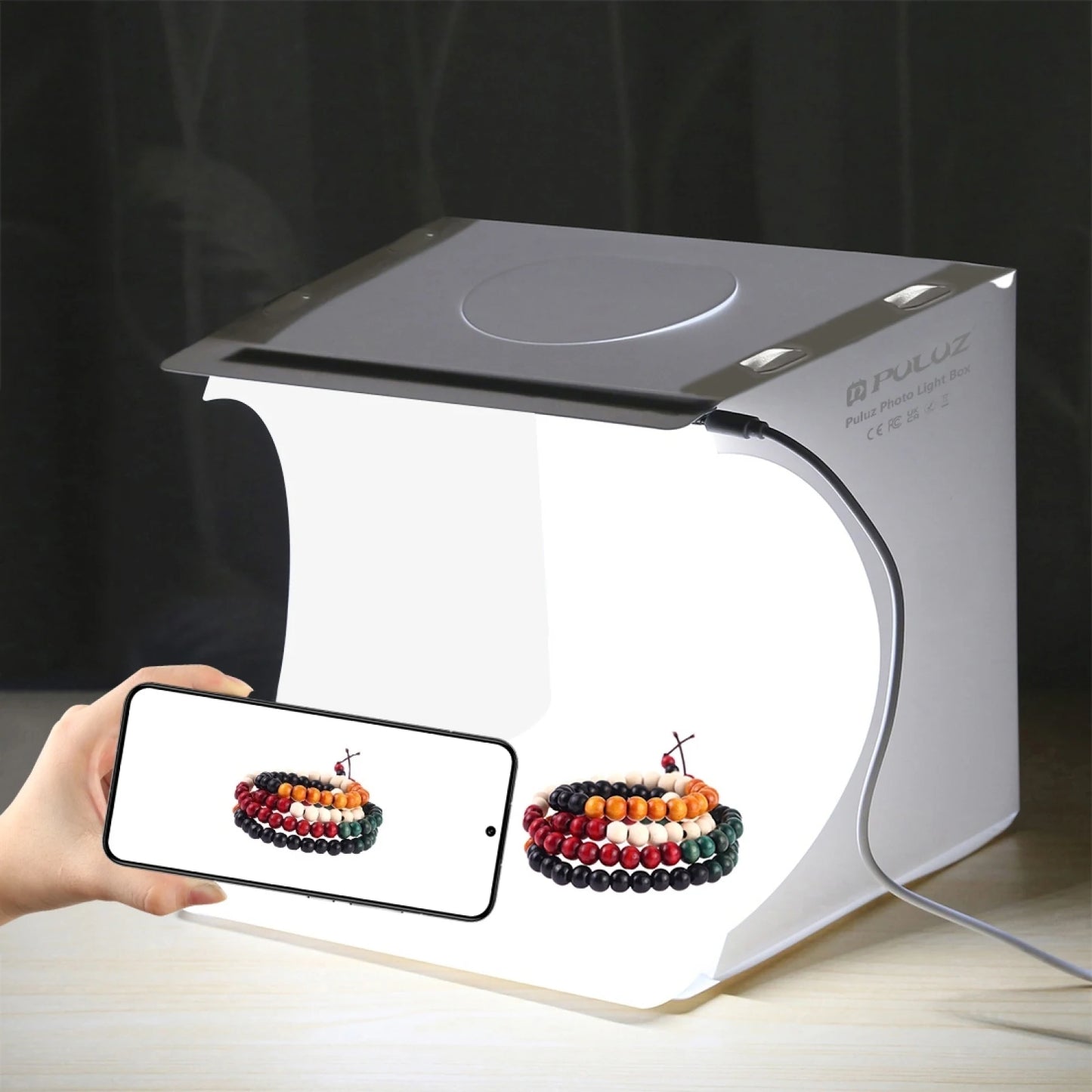 PULUZ 20cm Mini Folding Portable 550LM LED Light Photo Lighting Studio Shooting Tent Box Kit with 6 Colors Backdrops