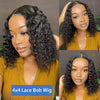 200% Density  Bob Wigs Short Pixie Cut Water Wave Wigs Human Hair Natural Black Brazilian Deep Curly Wigs For Black Woman  ﻿