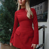 Hugcitar 2024 Spring O Neck Long Sleeve Solid Patchwork Zip Up Sexy Bodycon Mini Dress Women Fashion Outfits Birthday Party Y2K