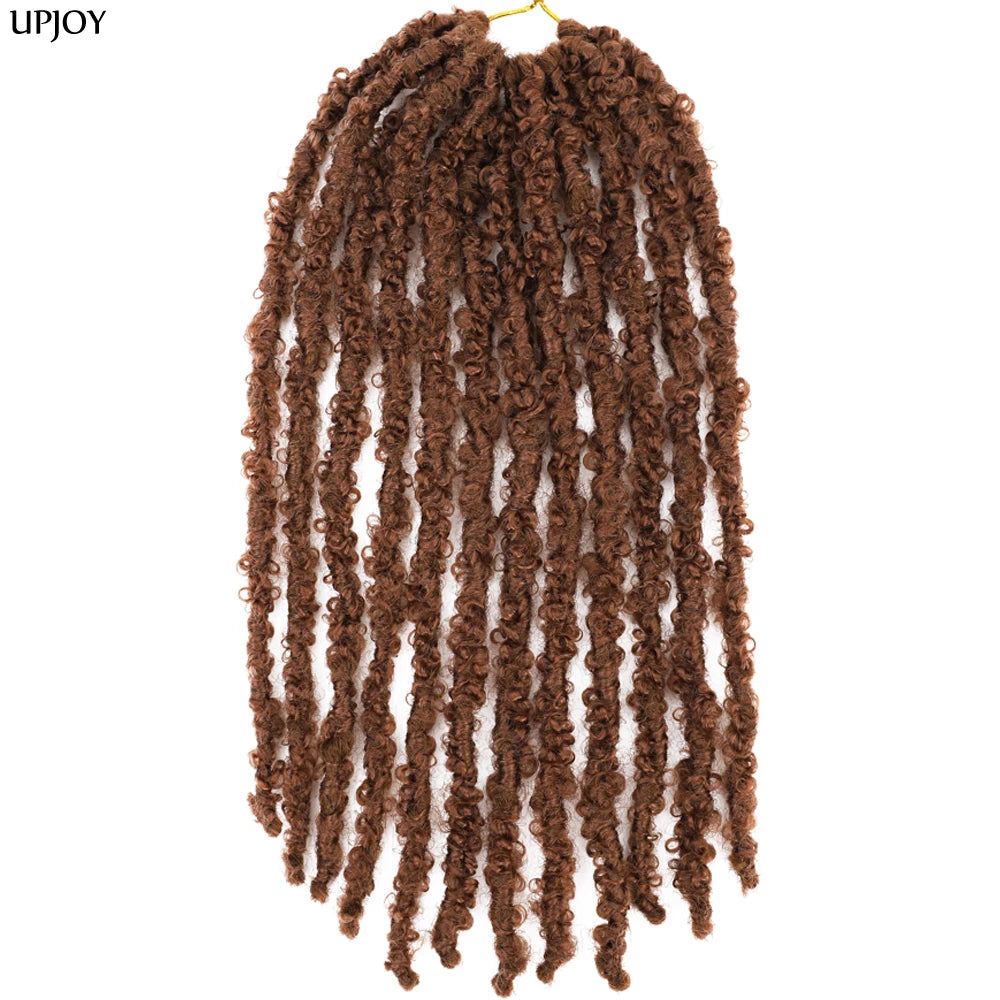 14 12 inch Butterfly Faux Locs Crochet Hair Braids Pre looped Distressed Goddess Butterfly Soft Locs Crochets Braids Cheveux Lok