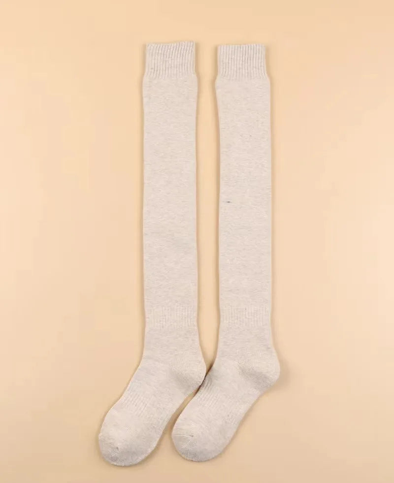 New Women Black White Knee High Lolita Socks Lady Female Over Knee Cute Long Sock Solid Color Stockings For Women