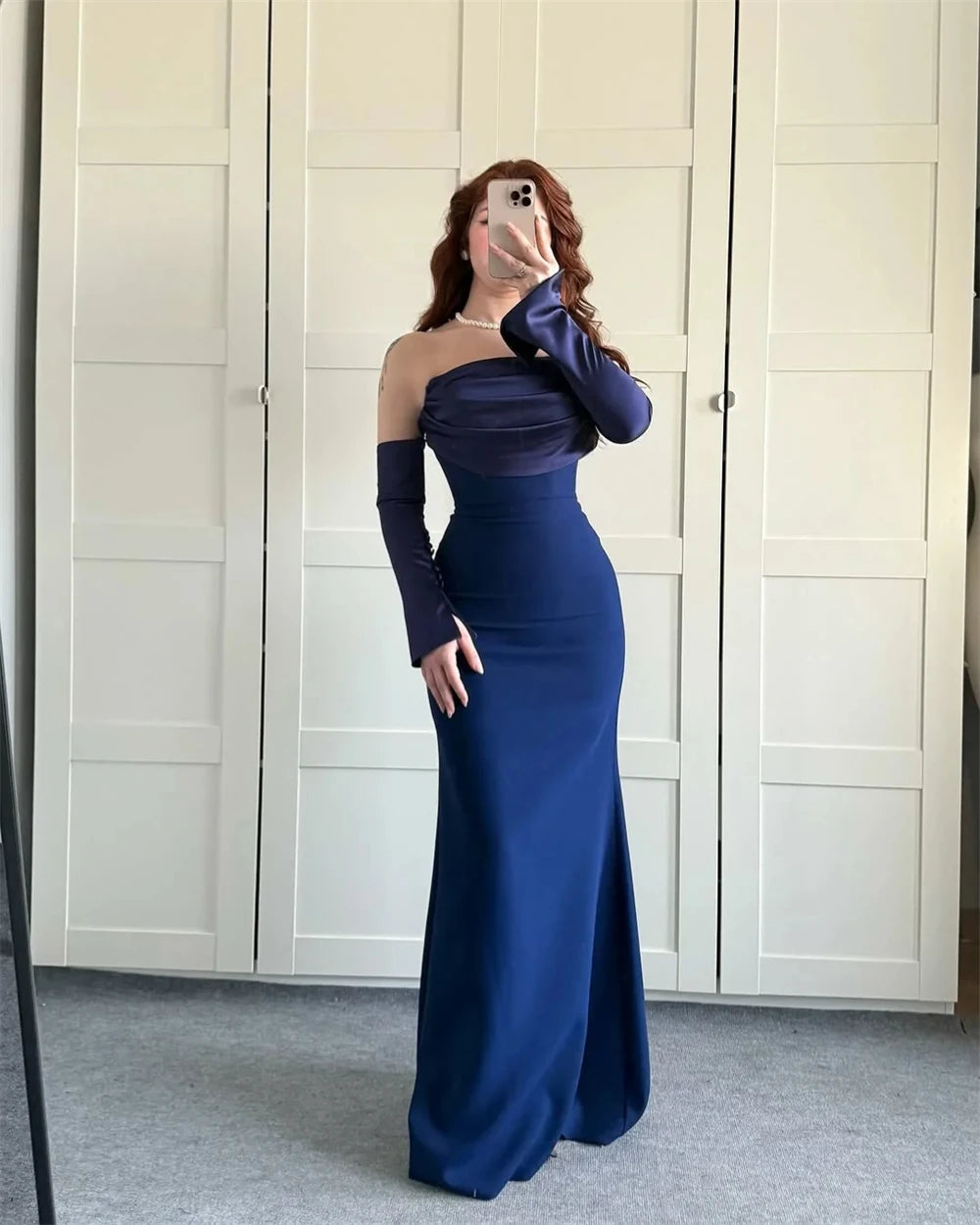 Customized Mermaid Evening Dress Party Classic  Jersey Strapless Dresses Modern Saudi Arabia Available in Colors Celebrity Gowns