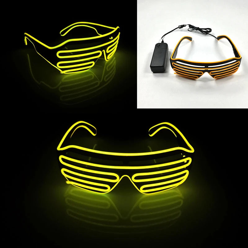 1pc Flashing Shutter Neon Rave Glasses Light Up Happy Bar Night  LED Sunglasses Men Women Boys Girls Decor Eyewear