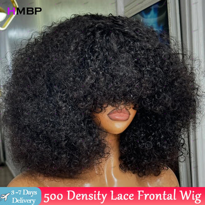 Afro Kinky Curly 500 Density Glueless Lace Front Wig Human Hair Ready To Go 13×6/360 HD Lace Front Wig Preplucked Hair For Women